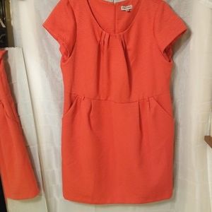Womens Cute Dress Plus Size 22W Bright Coral Pink Circle Pattern Casual Dress
